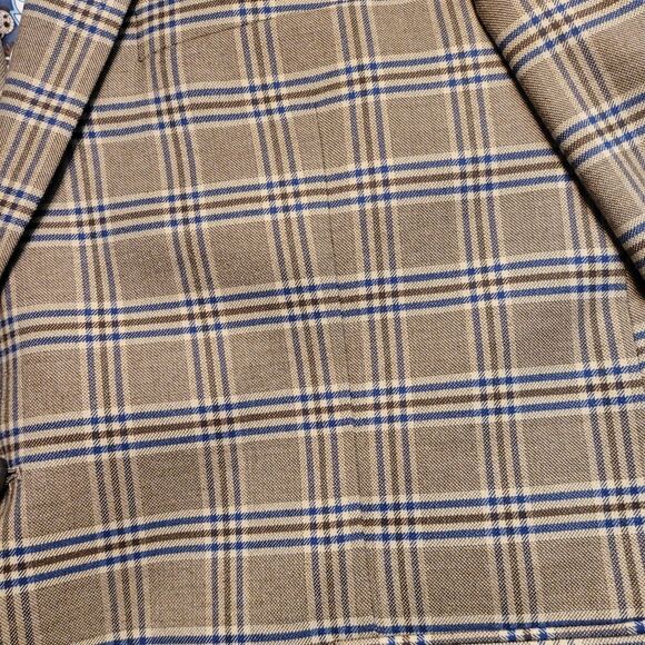 Alan Flusser Mens Paisley Lined 2-Button Blazer Jacket Beige Brown Checked EUC - Picture 2 of 13
